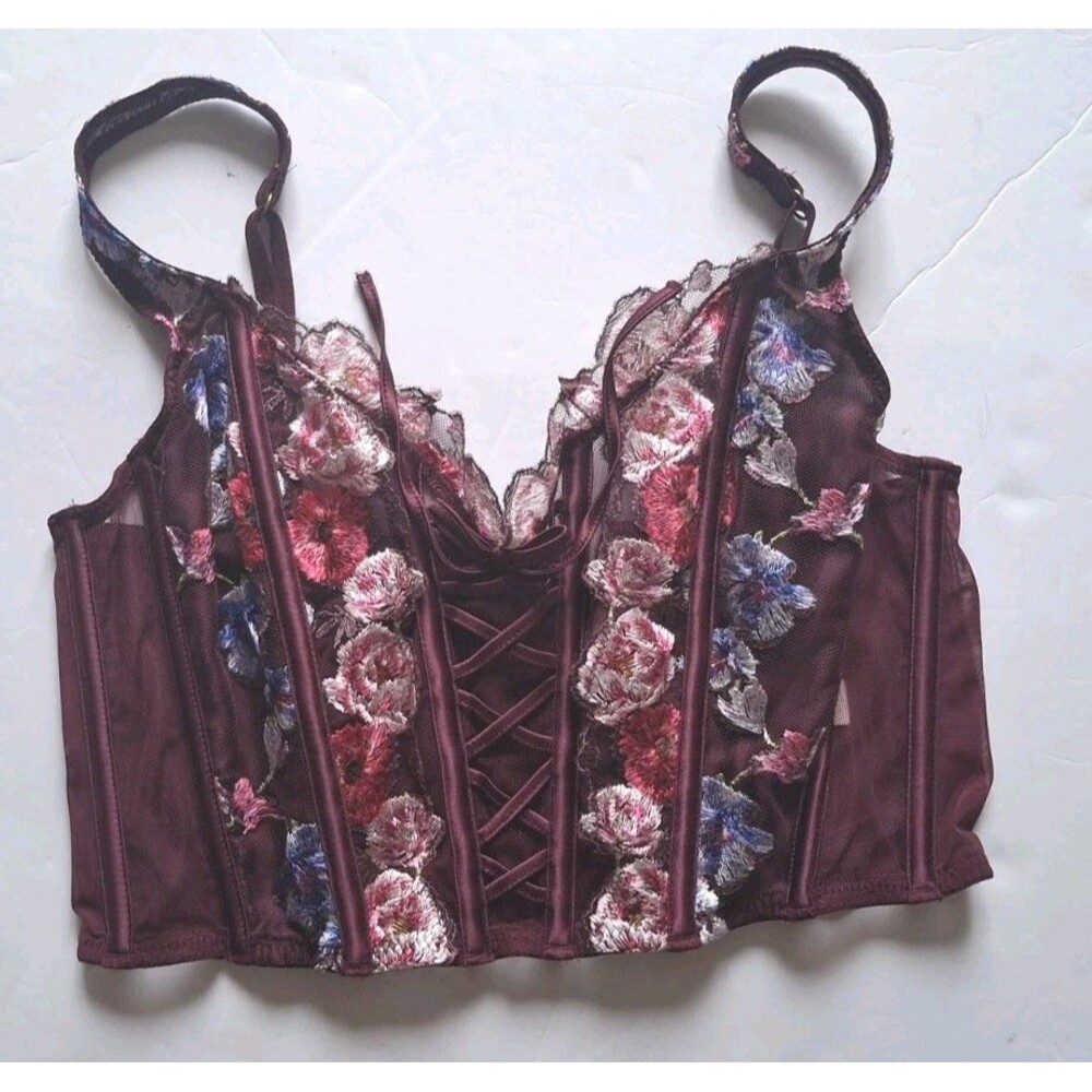 Victoria's Secret Dream Angels Unlined Lace Up Corset Bra Top Bustier Small